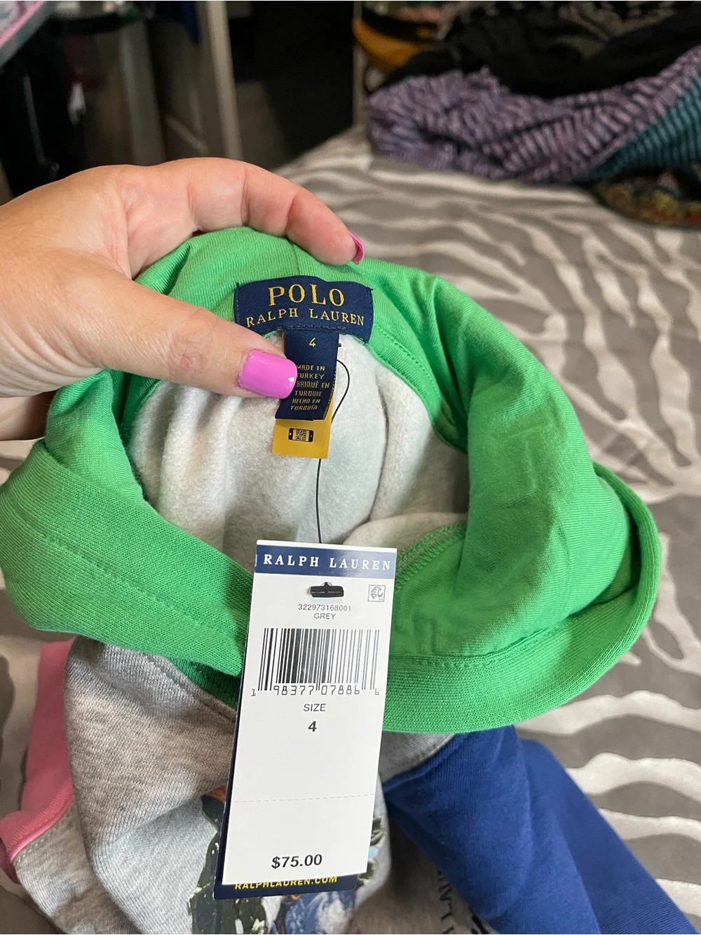 Ralph Lauren Colorblock Polo Bear Hoodie - Gray, Green, Blue, Pink